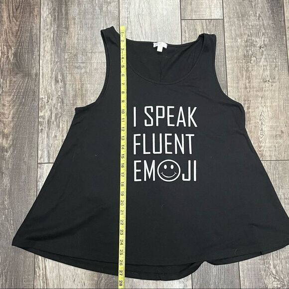 Charming Charlie I Speak Fluent Emoji Tank Top Black With White Lettering XL - Picture 8 of 12